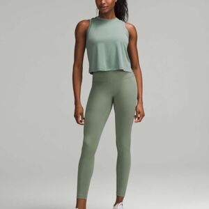 Lululemon Wunder Train High Rise Ribbed Tight 28" Grey Eucalyptus Sz 10